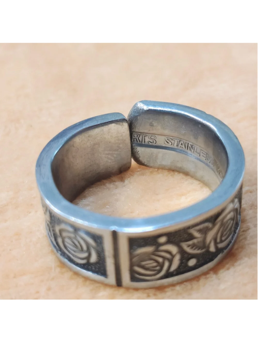 Rose Ring size 9 silverwear spoon ring